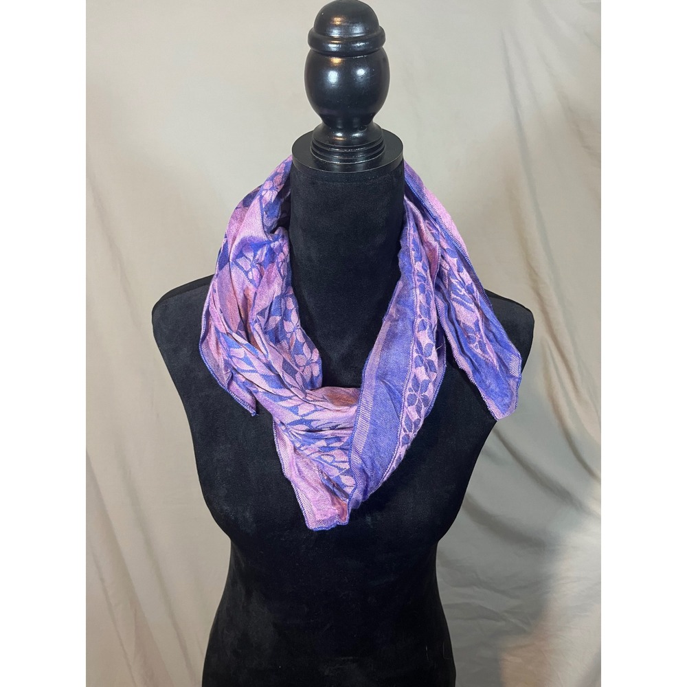 Purple and Pink Floral Damask Woven Lightweight Scarf Accessory